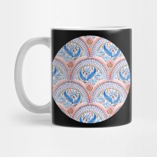 Art Deco Fresco in Sky Blue and Coral Mug